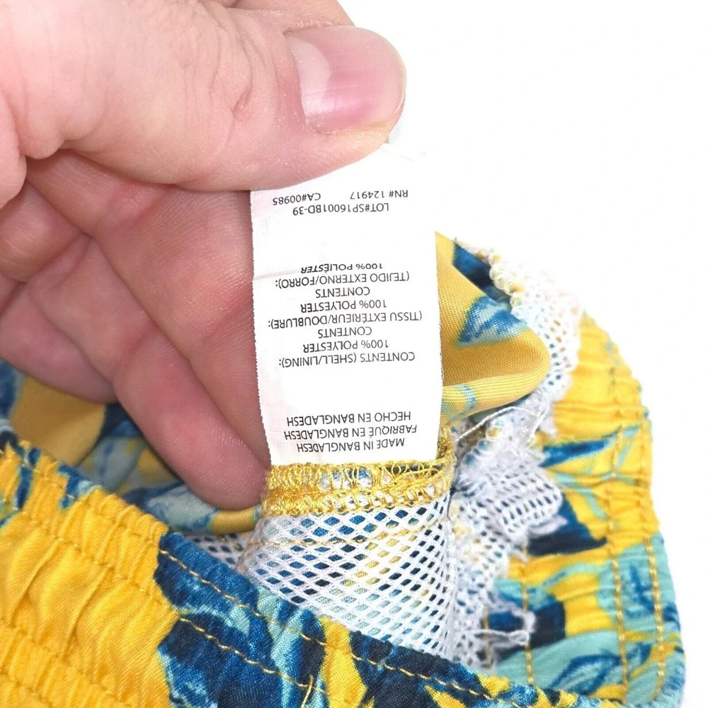 Trunks Surf & Swim Board Shorts Mens Medium Floral Print Elastic Waist No Lining